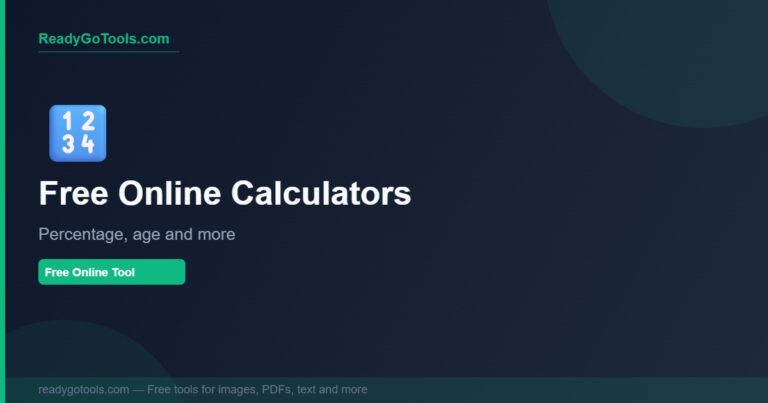free online calculators - percentage age and more at readygotools