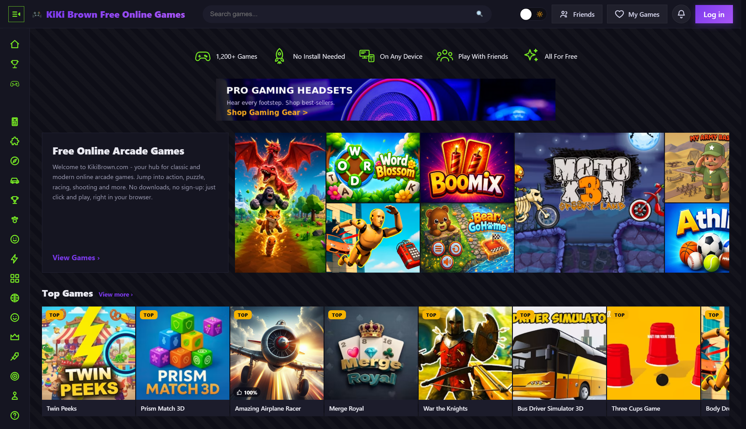 RGT Arcade running on a live WordPress site