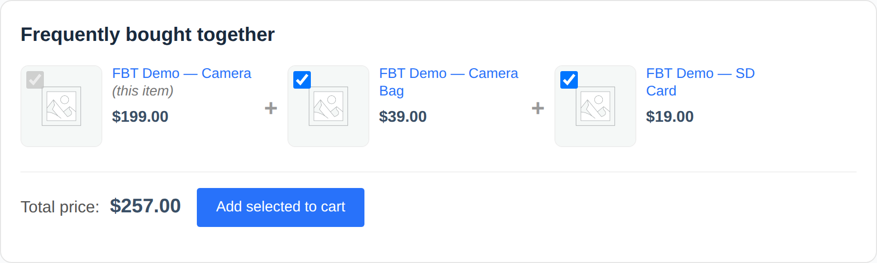 Frequently bought together box on a product page