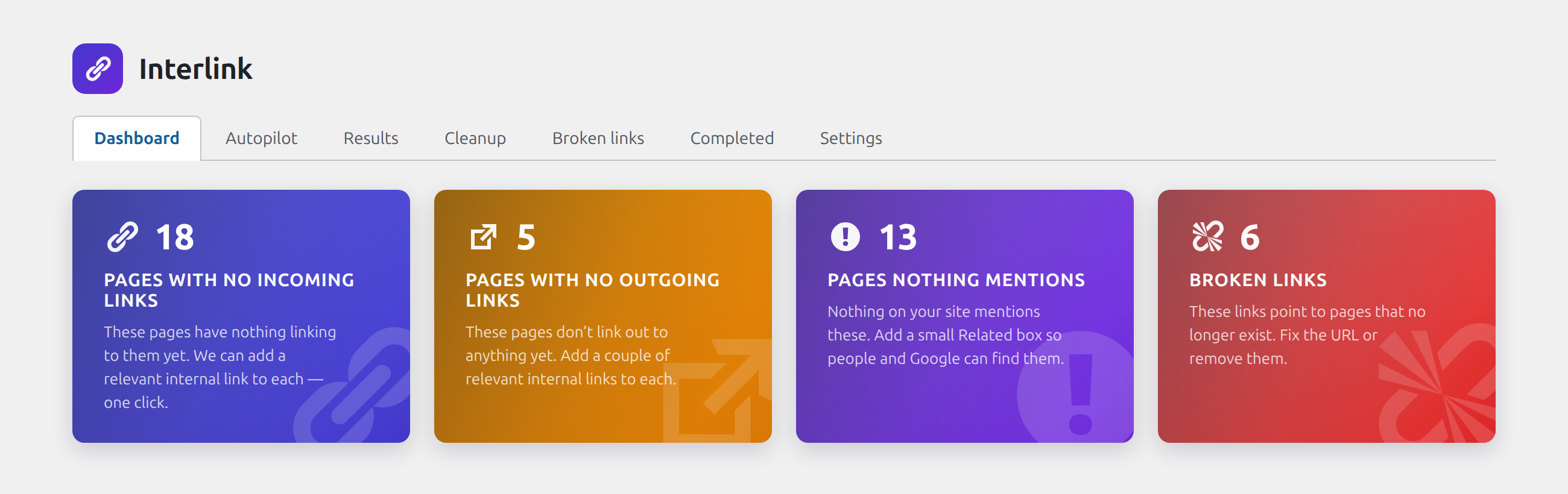Interlink &mdash; internal links and orphan finder