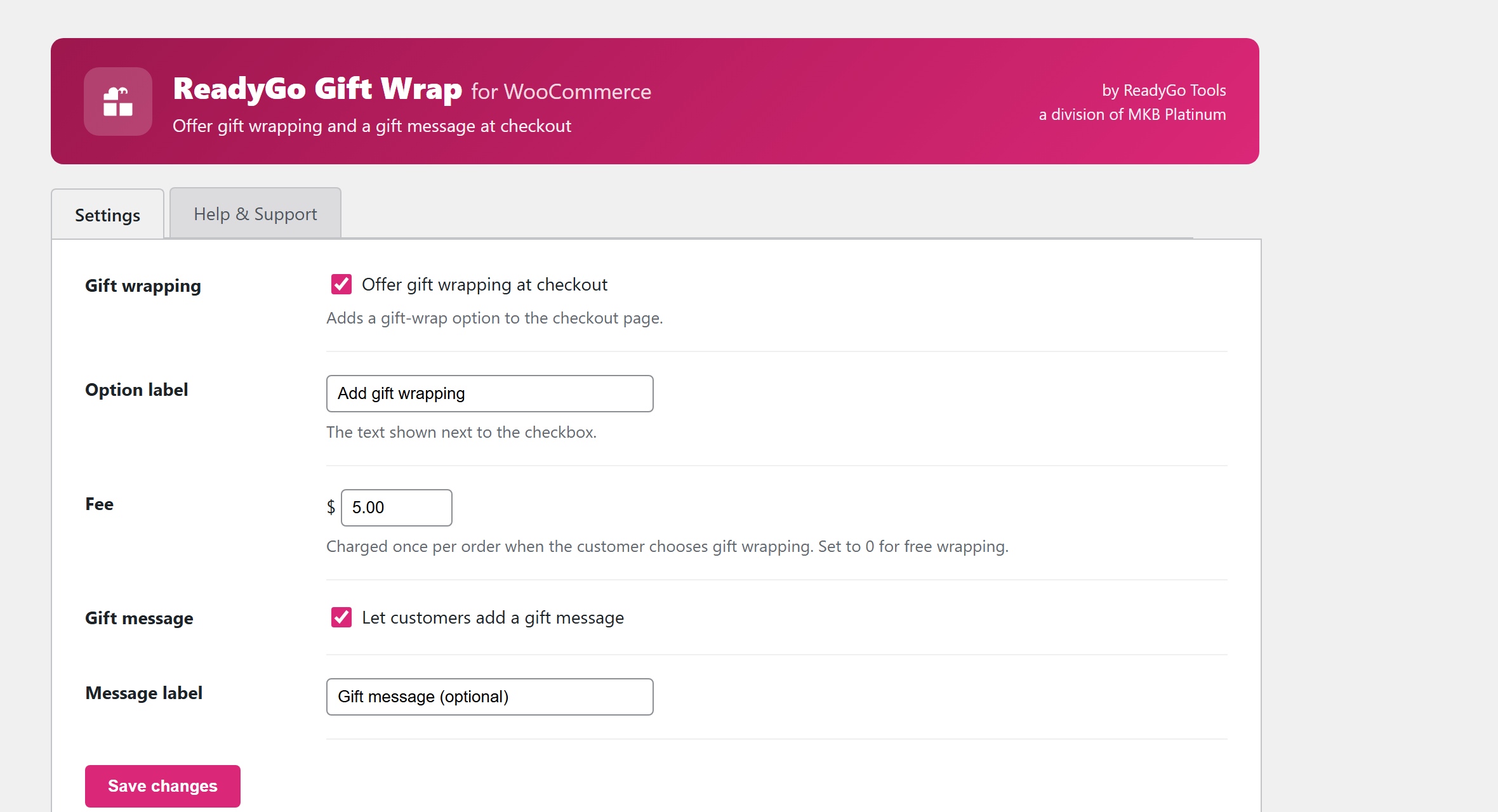 Gift Wrap for WooCommerce settings