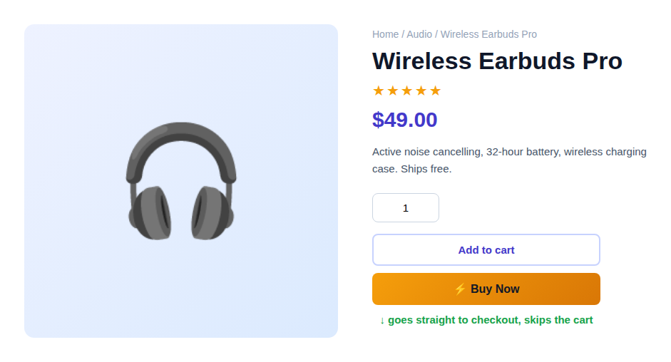 Buy Now button beside Add to Cart on a WooCommerce product page